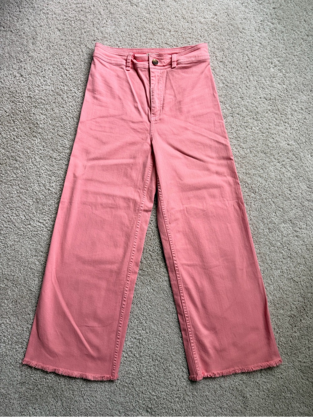 Billabong High-Rise Pink Wide-Leg Jeans with Frayed Hem